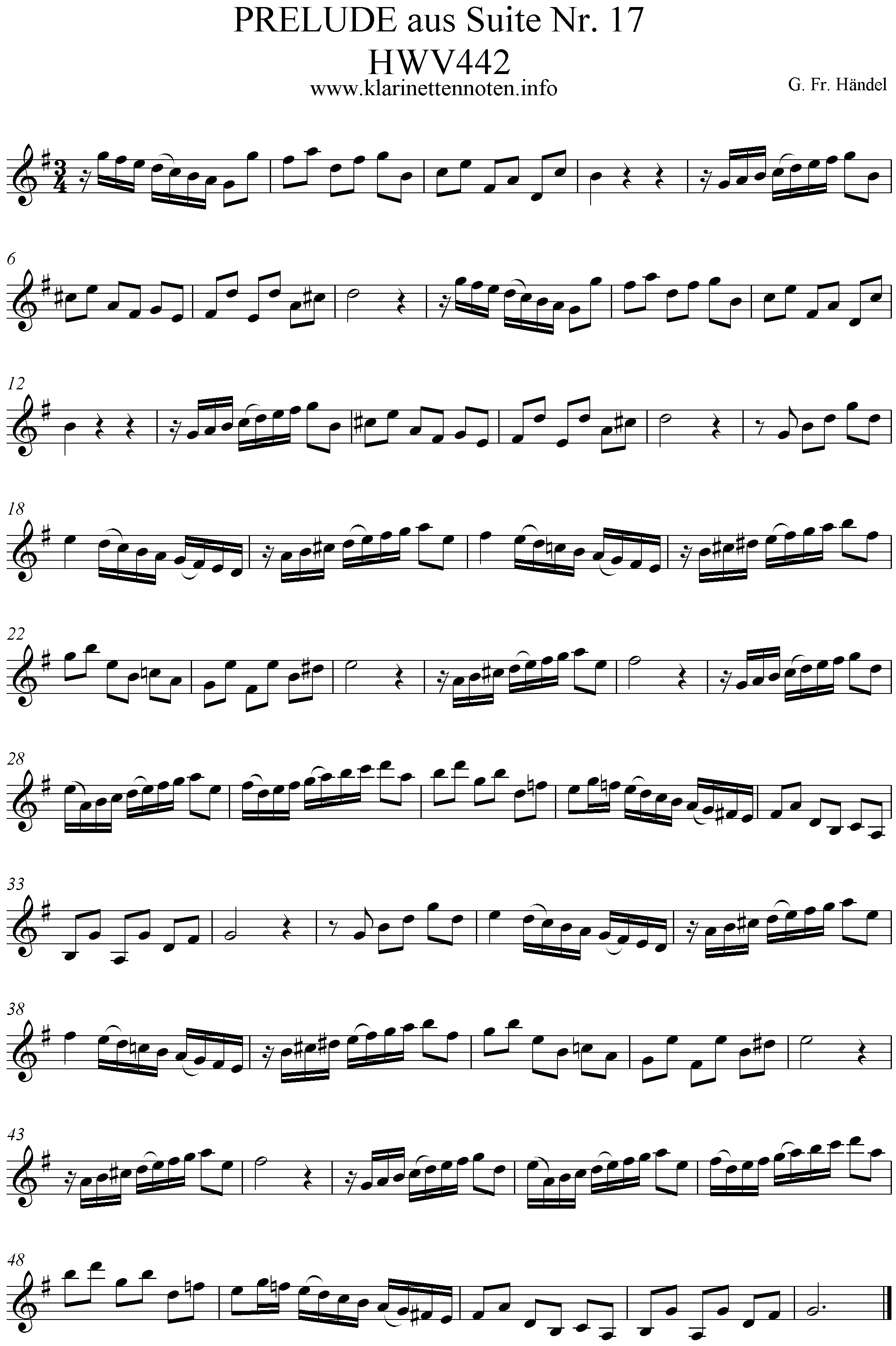 Händel Prelude in G, HWV 442